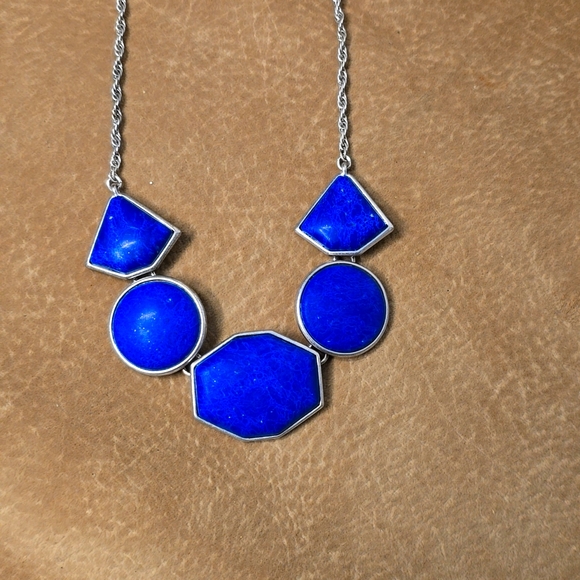 Lucky Brand Blue Stone Geometric Statement Necklace - Picture 2 of 8